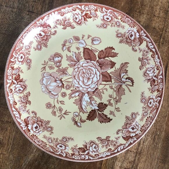Spode Archive Collection British Flowers Rosa brown & yellow 13” serving bowl - Picture 1 of 3